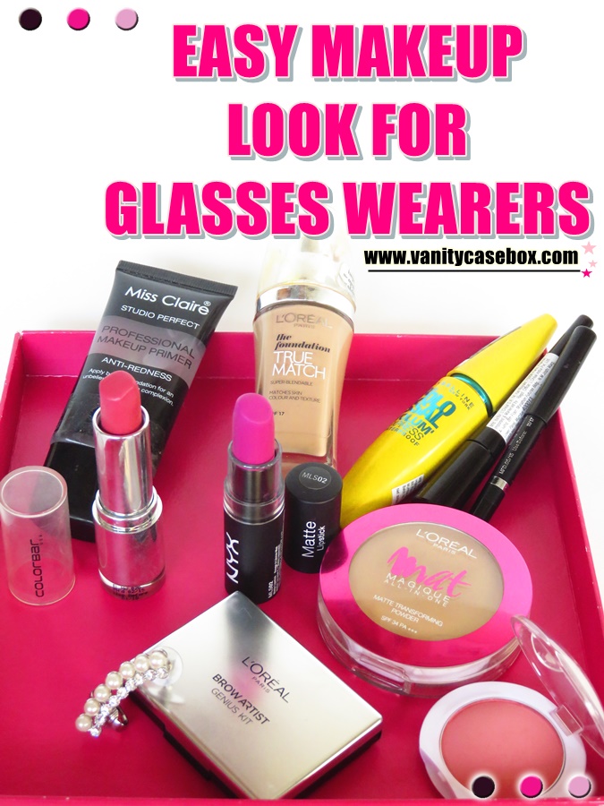 glam makeup look for glasses wearers