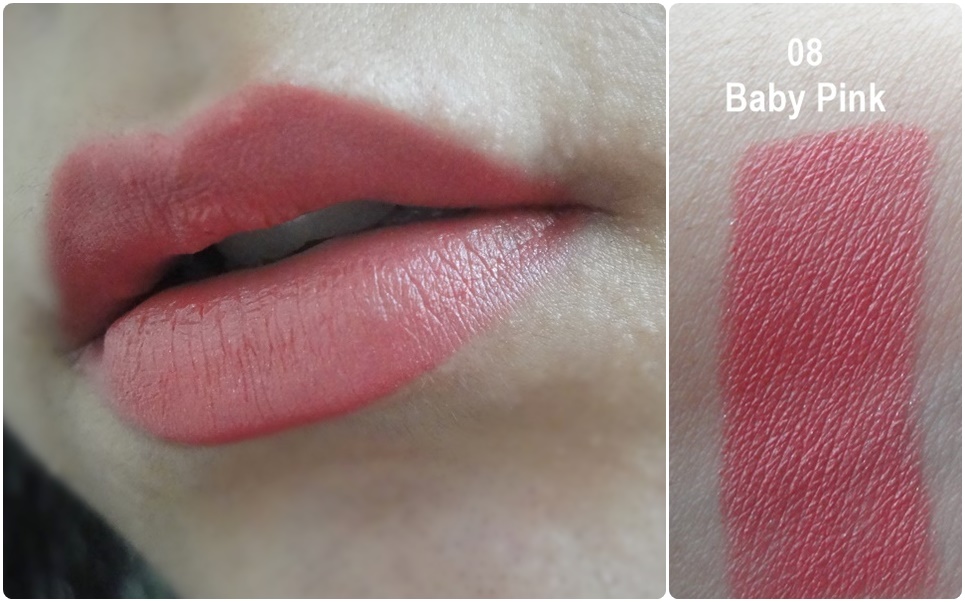 Lakme Baby Pink enrich lip crayon swatches