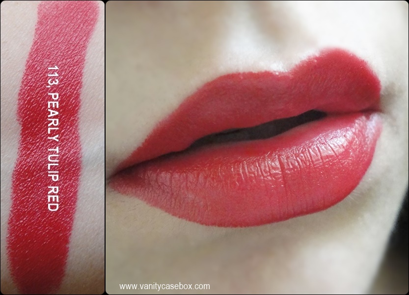 Kiko Milano lipstick113, Pearly Tulip Red
